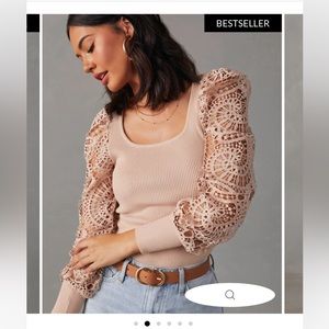 Vici Crochet Sleeve Sweater